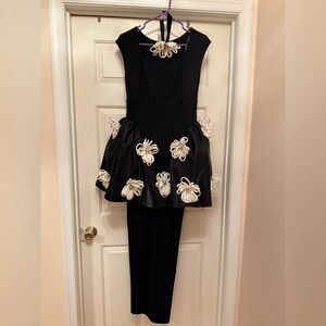 Calvin Klein Black Maxi Dress with Cream Accents